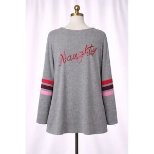 Sleep by Cacique Sequin Sleepshirt Lounge Top PJ Gray Nice Naughty Size 18 20